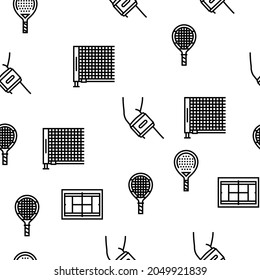 Tennis Sport Game Competition Vector Seamless Pattern Thin Line Illustration