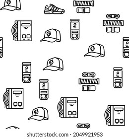 Tennis Sport Game Competition Vector Seamless Pattern Thin Line Illustration