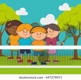 Tennis sport game graphic design, vector illustration