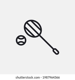 Tennis sport icon symbol with tennis racket and ball line style icon.