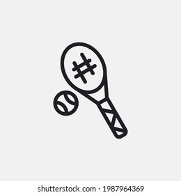 Tennis sport icon symbol with tennis racket and ball line style icon.