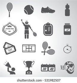 Tennis sport icons set illustration