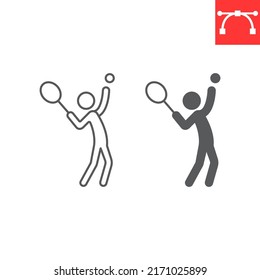 Tennis sport line and glyph icon, sport and game, tennis player vector icon, vector graphics, editable stroke outline sign, eps 10.