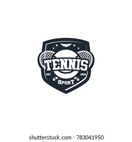 Tennis sport logo black background vector