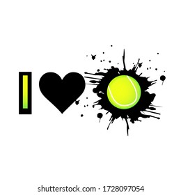 Tennis sport symbol. I love Tennis. Vector illustration.