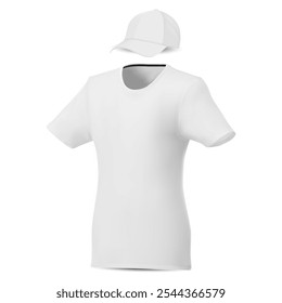 Ilustración de uniforme deportivo de tenis. Camisa de manga corta, ropa deportiva de moda. Plantilla del casquillo del deporte. Ropa de la actividad, colección de la camiseta de la aptitud, top elástico y de la comodidad para el béisbol o el polo