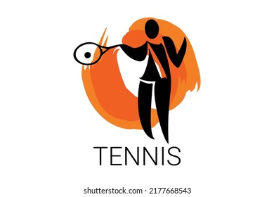 Tennis sport vector line icon. sportman, equipment sign. sport pictogram illustration.