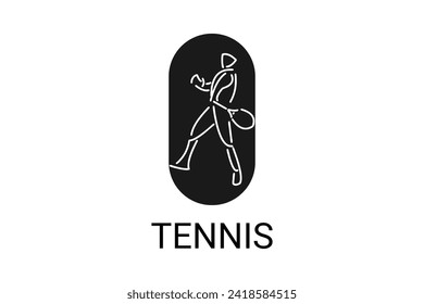 Tennis sport vector line icon. sportman, equipment sign. sport pictogram illustration.
