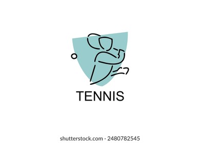 Tennis sport vector line icon. sportman, equipment sign. sport pictogram illustration.