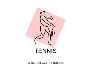 Tennis sport vector line icon. sportman, equipment sign. sport pictogram illustration.