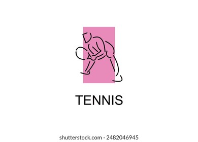 Tennis sport vector line icon. sportman, equipment sign. sport pictogram illustration.