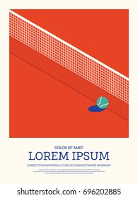 Tennis sport vintage retro style poster background. Graphic design element template, vector illustration