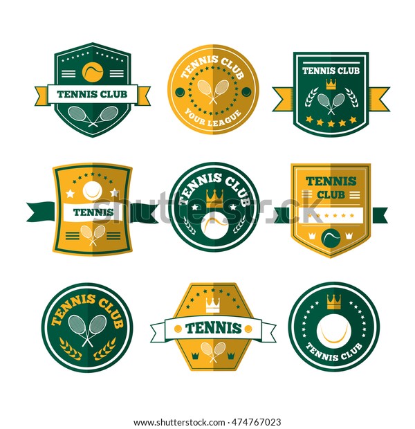 Tennis Sporting Vintage Emblems Labels Logos Stock Vector (Royalty Free ...