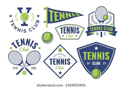 Tennis sports badge, logo, patch. Team club league emblem design template.