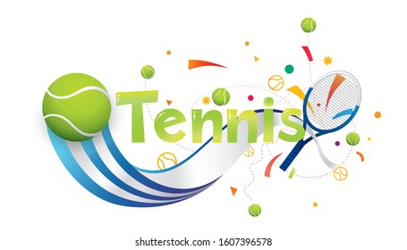 Tennis sports banner or poster design. Vector abstract colored sports background. 