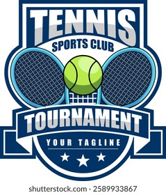 Tennis Sports Club Tournament Graphic Logo Design - Vector Hand Drawn Illustration Isolated On Transparent Background