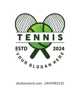 Tennis Sports Logo, Ball and Racket Design for Simple and Modern Tournament Championship Sports