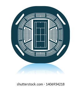 Tennis Stadium Aerial View Icon. Shadow Reflection Design. Vector Illustration.