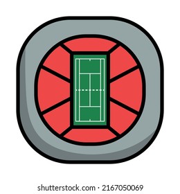 Tennis Stadium Aerial View Icon. Editable Bold Outline With Color Fill Design. Vector Illustration.
