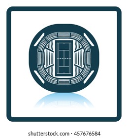 Tennis stadium aerial view icon. Shadow reflection design. Vector illustration.