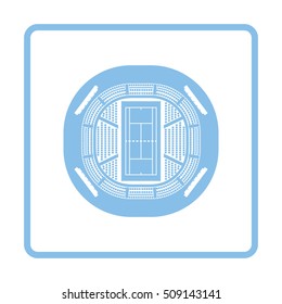 Tennis stadium aerial view icon. Blue frame design. Vector illustration.