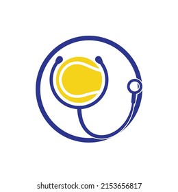 Tennis stethoscope vector logo design. Sports health and care logo concept.