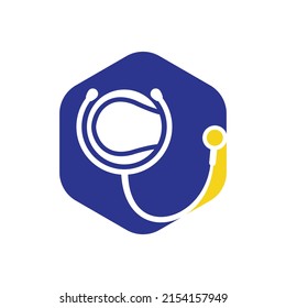 Tennis stethoscope vector logo design. Sports health and care logo concept.