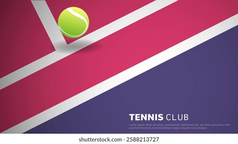 Tennis symbol with tennis racket and tennis ball on tennis court background, Illustrations for use in online sporting events , Illustration Vector EPS 10