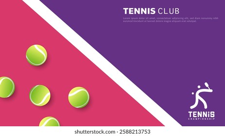 Tennis symbol with tennis racket and tennis ball on tennis court background, Illustrations for use in online sporting events , Illustration Vector EPS 10