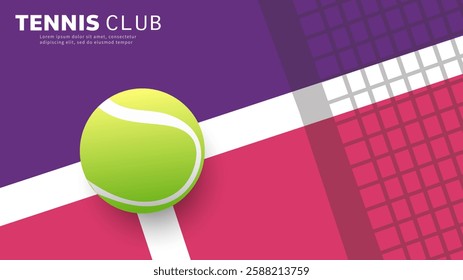 Tennis symbol with tennis racket and tennis ball on tennis court background, Illustrations for use in online sporting events , Illustration Vector EPS 10