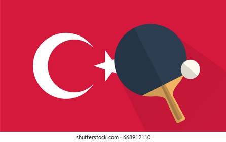 tennis table bat and ball on turkey flag background