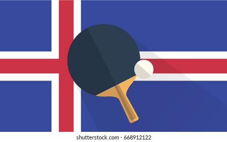 tennis table bat and ball on iceland flag background