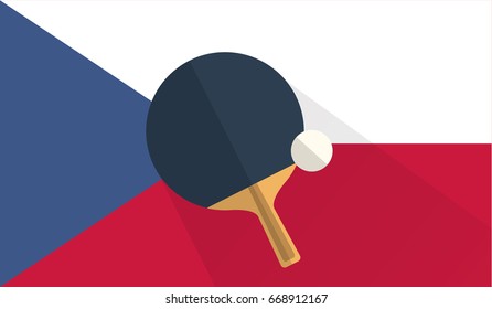 tennis table bat and ball on czech republic flag background
