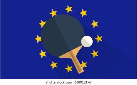 tennis table bat and ball on europe flag background