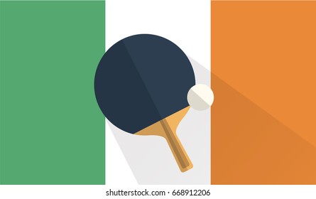 tennis table bat and ball on ireland flag background