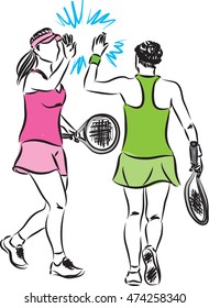 TENNIS TEAM WOMEN ILLUSTRATION