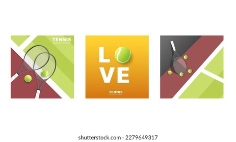 Tennis template set , Simple flat design style  ,Illustrations for use in online sporting events , Illustration Vector  EPS 10