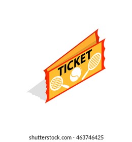 Tennis ticket icon in isometric 3d style isolated on white background