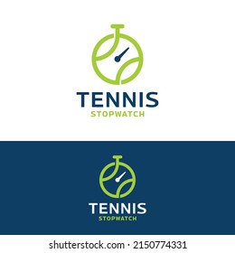 Tennis Time Stopwatch Logo Design Template. Suitable for Tennis Ball Planner Competition Match Championship or Tennis Business Company Brand Application in Simple Modern Line Logo Design 