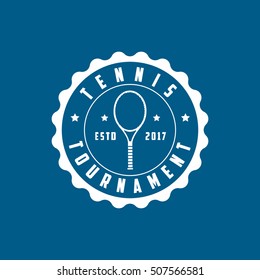Tennis Tournament Emblem Flat Icon On Blue Background