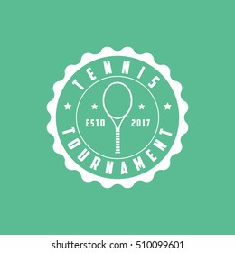 Tennis Tournament Emblem Flat Icon On Green Background