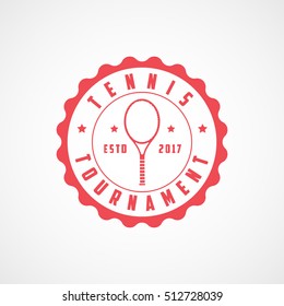 Tennis Tournament Emblem Red Flat Icon On White Background