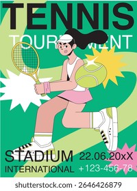 tennis tournament event invitation template. promotion female players competition. for poster, flyer, cover, brochure