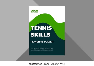 tennis tournament flyer design template. tennis game time poster leaflet design. a4 template, brochure design, cover, flyer, poster, print-ready