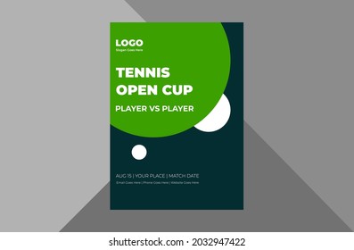 tennis tournament flyer design template. tennis game time poster leaflet design. a4 template, brochure design, cover, flyer, poster, print-ready