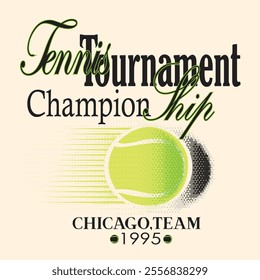 tennis Tournament Graphic design. sports vector. sweatshirt tennis print. Chicago team. sports wear print. print design. typography text. text print design. fashion design. apparel clothing. girls.