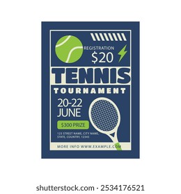 Tennis tournament poster template with ball
