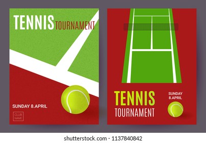 Tennis Tournament.  Tennis Posters set.  Vector illustration