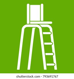 Tennis tower for judges icon white isolated on green background. Vector illustration