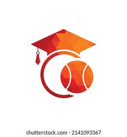 Tennis Training logo design template. Tennis and graduate hat logo combination. Game and study symbol or icon.